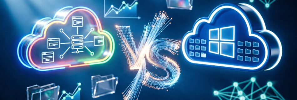 L'immagine mostra un sistema di google drive vs one drive.