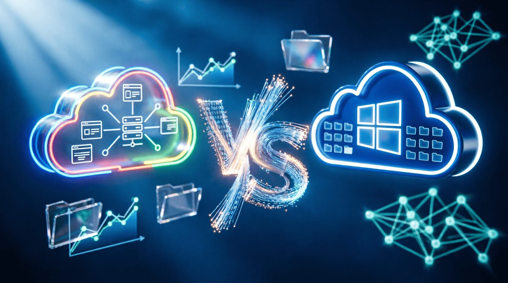 L'immagine mostra un sistema di google drive vs one drive.