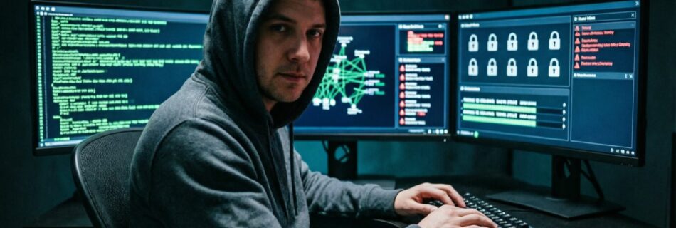 L'immagine mostra un hacker che sfida i sistemi anti-ransomware 2026.