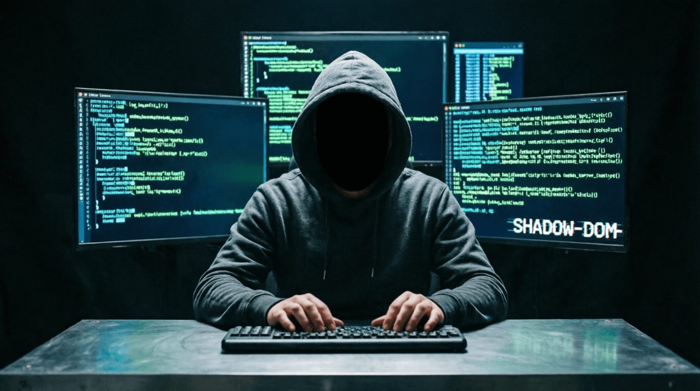 L'immagine mostra un hacker allre prese con un attacco informatico.