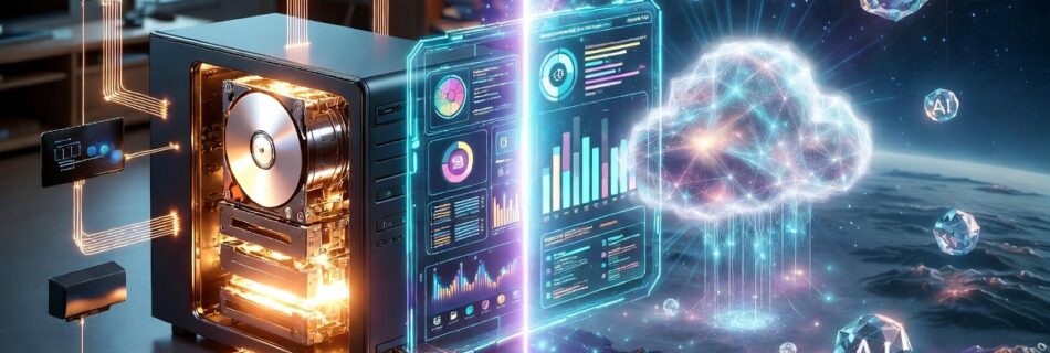 L'immagine mostra un cloud-storage e dei nas nell'immagine.