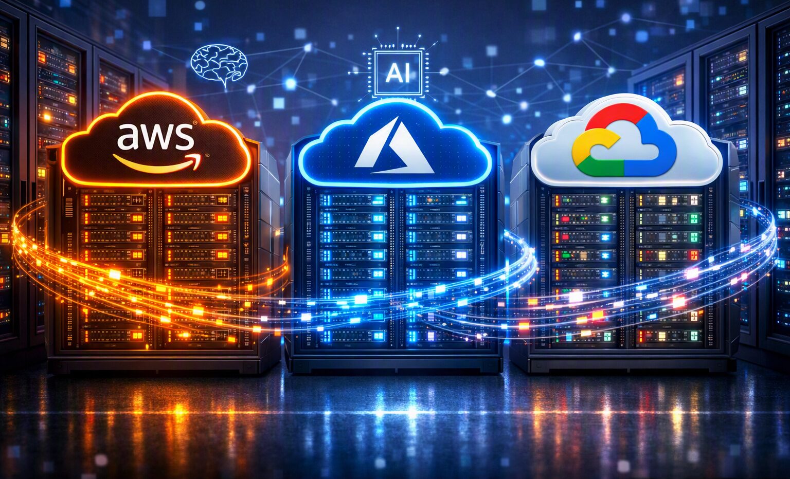L'immagine mostra servizi cloud di aws amazon e altri.
