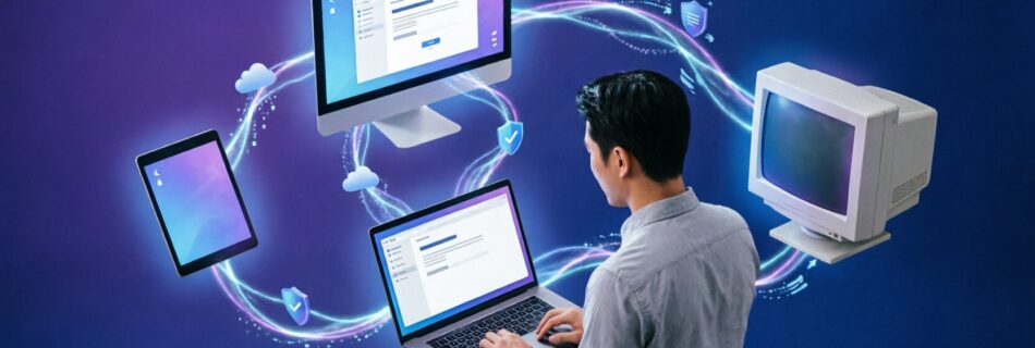 L'immagine mostra una persona che monitora i software migliori da remoto nel 2026.