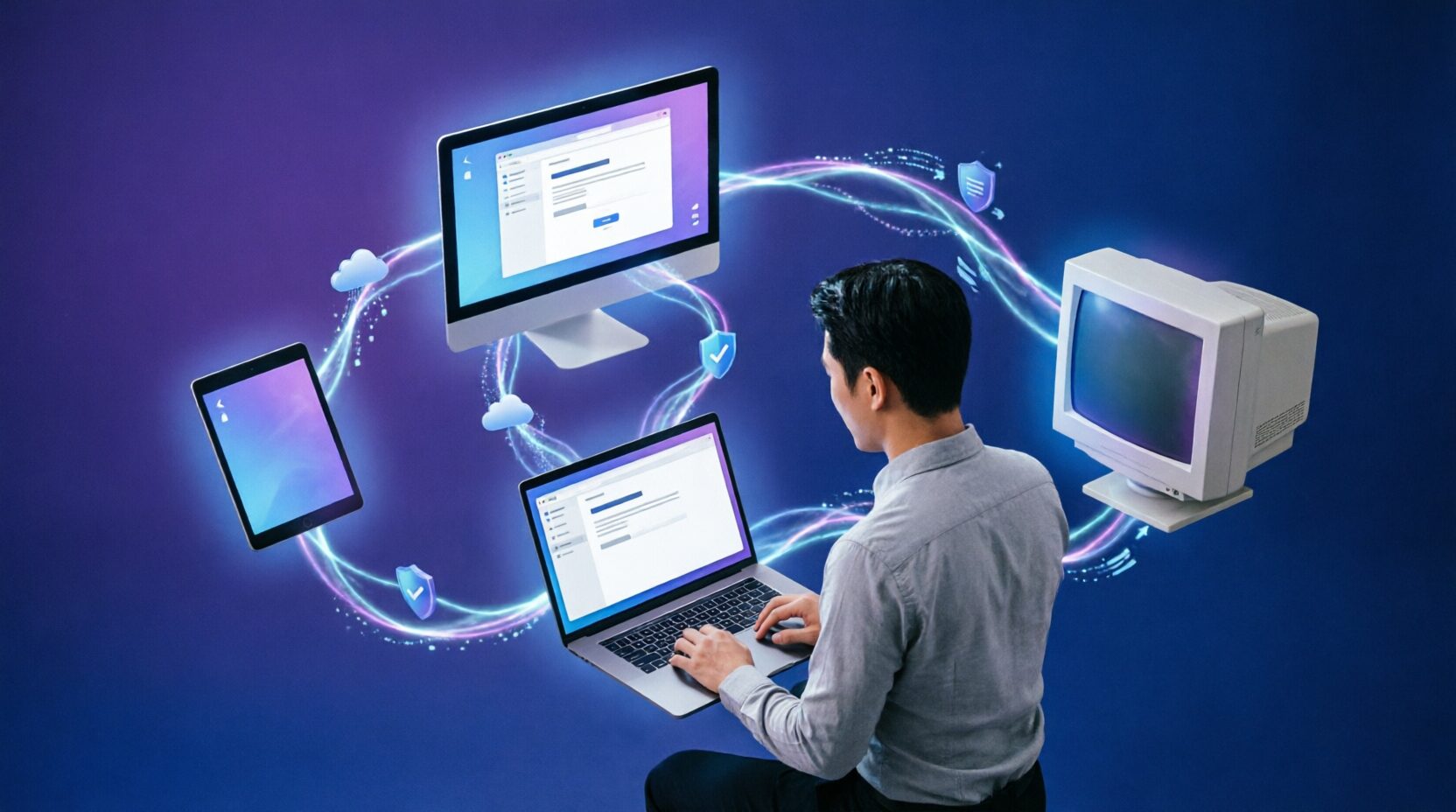 L'immagine mostra una persona che monitora i software migliori da remoto nel 2026.